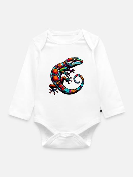 Gecko - Baby Bio-Langarm-Body - Weiß