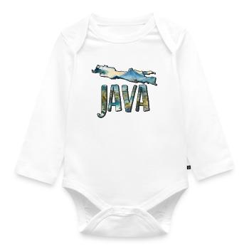 Aquarell Landkarte Java - Baby Bio-Langarm-Body - Weiß - Vorne