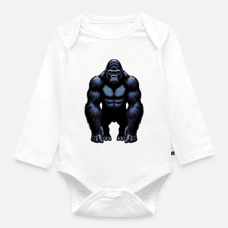 Gorilla - Baby Bio-Langarm-Body - Weiß