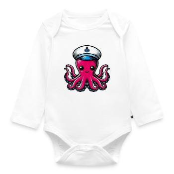 Krake - Baby Bio-Langarm-Body - Weiß - Vorne