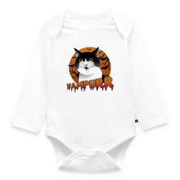 Vampurr : le chat d’Halloween parfait avec une morsure - Body Bébé bio manches longues - blanc - Devant