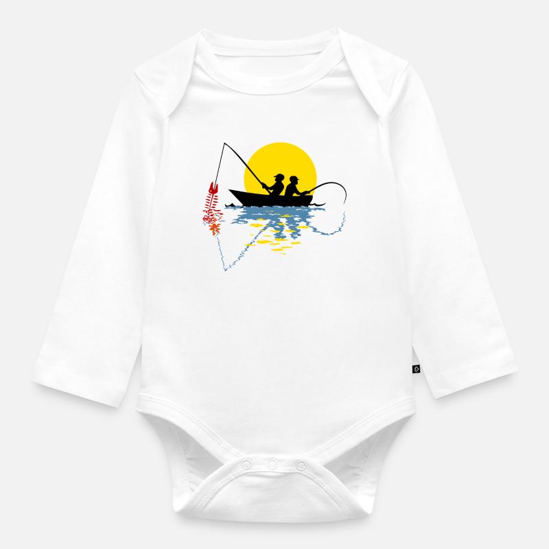 Pêcheur en bateau - Body Bébé bio manches longues - blanc