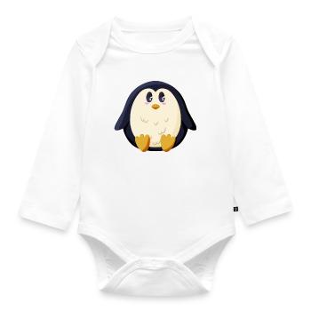 Chubby Penguin - Organic Longsleeve Baby Bodysuit - white - Front