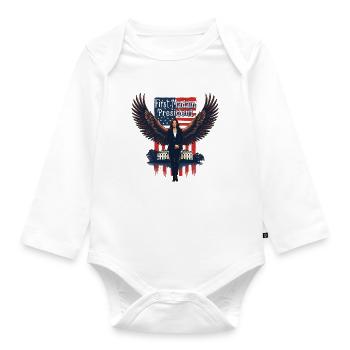 FIRST MADAM PRESIDENT, KAMALA HARRIS - Organic Longsleeve Baby Bodysuit - white - Front