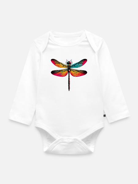 Libelle - Baby Bio-Langarm-Body - Weiß