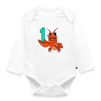 Number 1 Number One - Lobster Motif - Organic Longsleeve Baby Bodysuit - white - Front