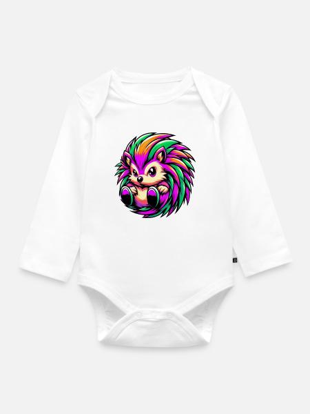 Igel - Baby Bio-Langarm-Body - Weiß