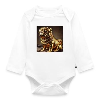 Golden Pug Sculpture - Organic Longsleeve Baby Bodysuit - white - Front