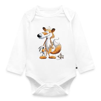 Fuchs Mit Spielzeug Hase Und Kuscheltier - Baby Bio-Langarm-Body - Weiß - Vorne
