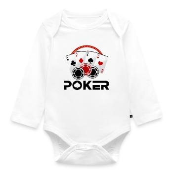 poker, play poker, poker player - Organic Longsleeve Baby Bodysuit - white - Front
