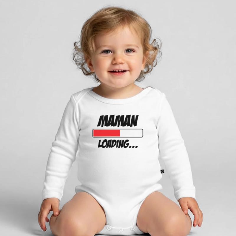 Maman loading... Please Wait - Future Mère Body Bébé bio manches longues