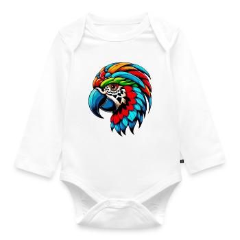 Perroquet arlequin - Body Bébé bio manches longues - blanc - Devant