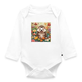 Hedgehog, Baby, Child, Newborn - Organic Longsleeve Baby Bodysuit - white - Front
