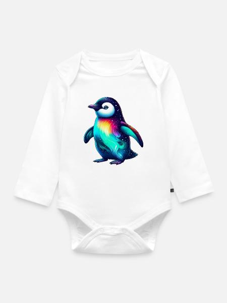 Pinguin - Baby Bio-Langarm-Body - Weiß