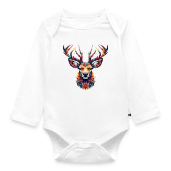 Deer - Organic Longsleeve Baby Bodysuit - white - Front