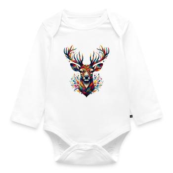 Deer - Organic Longsleeve Baby Bodysuit - white - Front