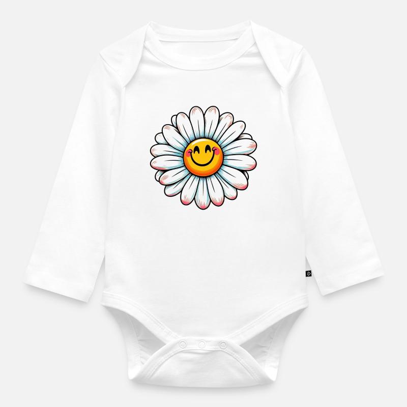 Pâquerette - Body Bébé bio manches longues - blanc