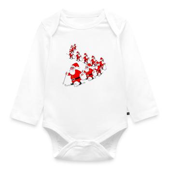 Weihnachten Weihnachtsmann Parade - Baby Bio-Langarm-Body - Weiß - Vorne