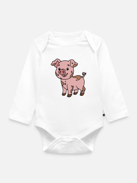 Schwein - Baby Bio-Langarm-Body - Weiß