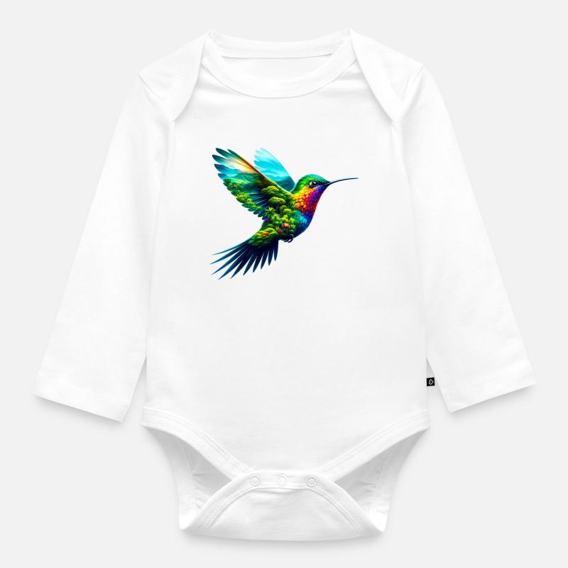 Kolibri - Baby Bio-Langarm-Body - Weiß