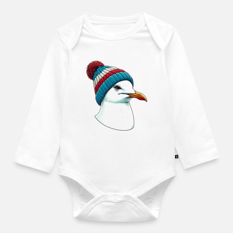 Möwe - Baby Bio-Langarm-Body - Weiß