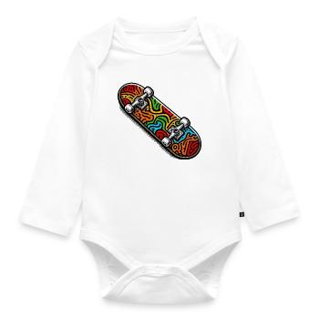 Skateboard - Organic Longsleeve Baby Bodysuit - white - Front