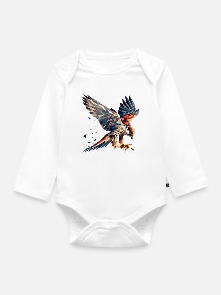 Falke Greifvogel Polygon Stil - Baby Bio-Langarm-Body - Weiß