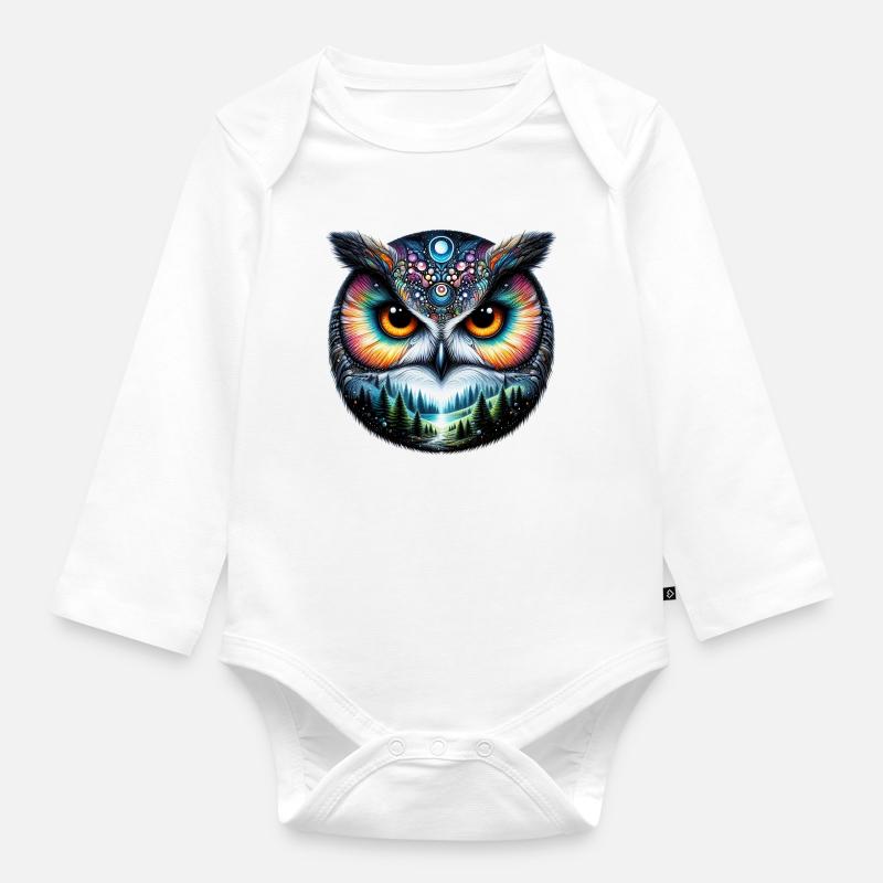 Eule - Baby Bio-Langarm-Body - Weiß