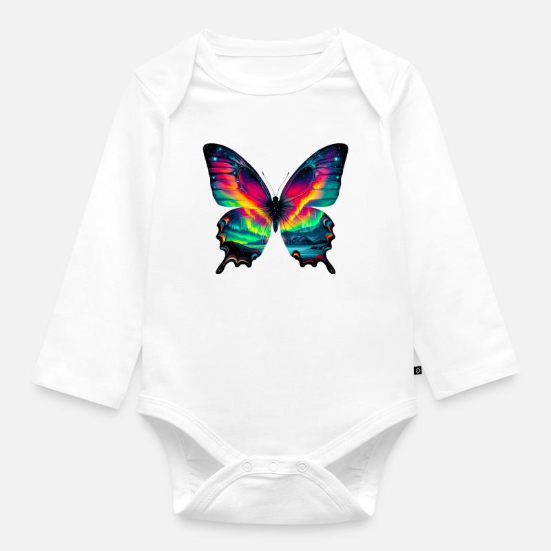 Papillon - Body Bébé bio manches longues - blanc