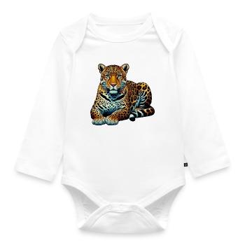 Leopard - Baby Bio-Langarm-Body - Weiß - Vorne