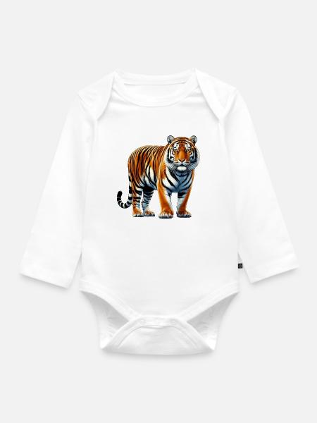 Tiger - Baby Bio-Langarm-Body - Weiß