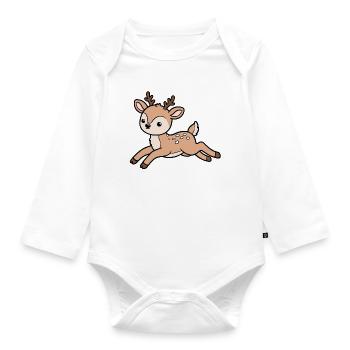 Roe deer - Organic Longsleeve Baby Bodysuit - white - Front
