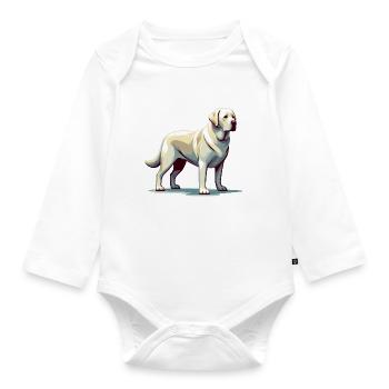 Labrador blanc debout - Body Bébé bio manches longues - blanc - Devant