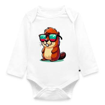 Bieber - Baby Bio-Langarm-Body - Weiß - Vorne