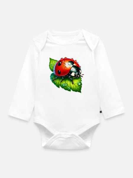Marienkäfer - Baby Bio-Langarm-Body - Weiß