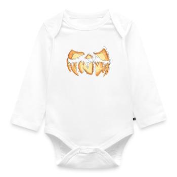 Pumpkin Face Halloween Scribble - Organic Longsleeve Baby Bodysuit - white - Front