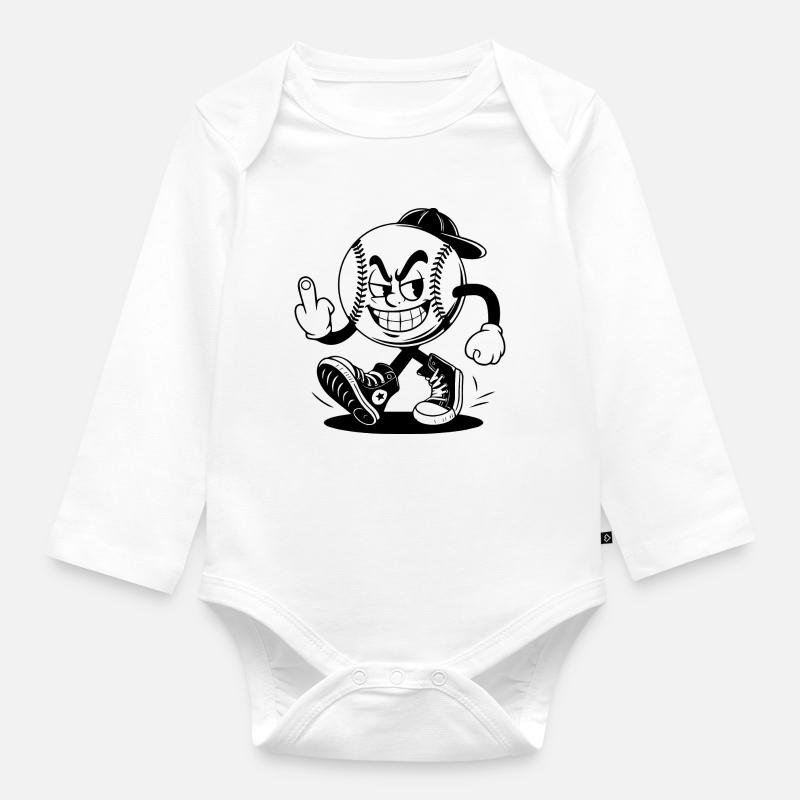 baseball avec un - Body Bébé bio manches longues - blanc