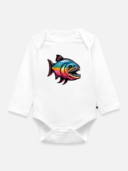 Piranha - Baby Bio-Langarm-Body - Weiß