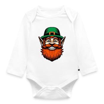 Irish Leprechaun Ireland - Organic Longsleeve Baby Bodysuit - white - Front