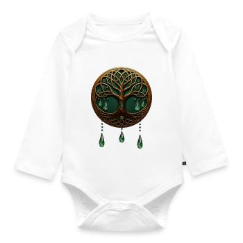 Stylized Tree of Life - Organic Longsleeve Baby Bodysuit - white - Front
