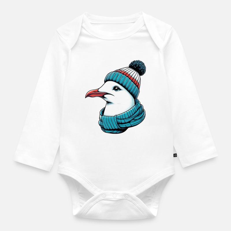 Möwe - Baby Bio-Langarm-Body - Weiß