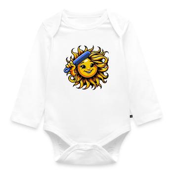 Sonne - Baby Bio-Langarm-Body - Weiß - Vorne