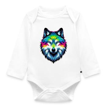 Wolf - Organic Longsleeve Baby Bodysuit - white - Front