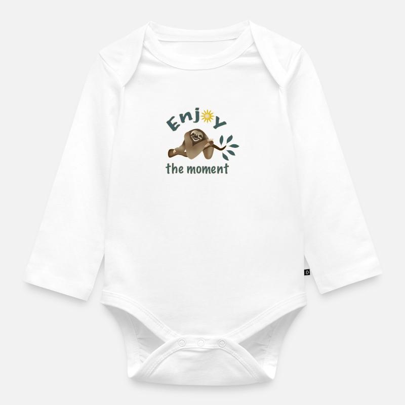 Faultier auf Ast - Baby Bio-Langarm-Body - Weiß