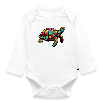 Schildkröte - Baby Bio-Langarm-Body - Weiß - Vorne