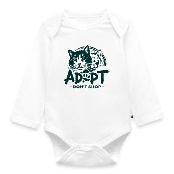 Adoptieren, nicht einkaufen 1 - Baby Bio-Langarm-Body - Weiß - Vorne