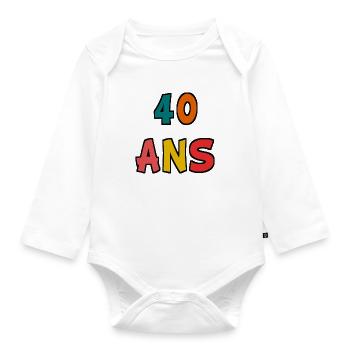 40. 40 YEARS. 40th ANNIVERSARY. 40 YEARS ANNIVERSARY. - Organic Longsleeve Baby Bodysuit - white - Front