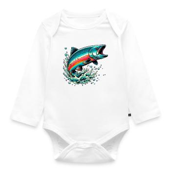 Lachs - Baby Bio-Langarm-Body - Weiß - Vorne