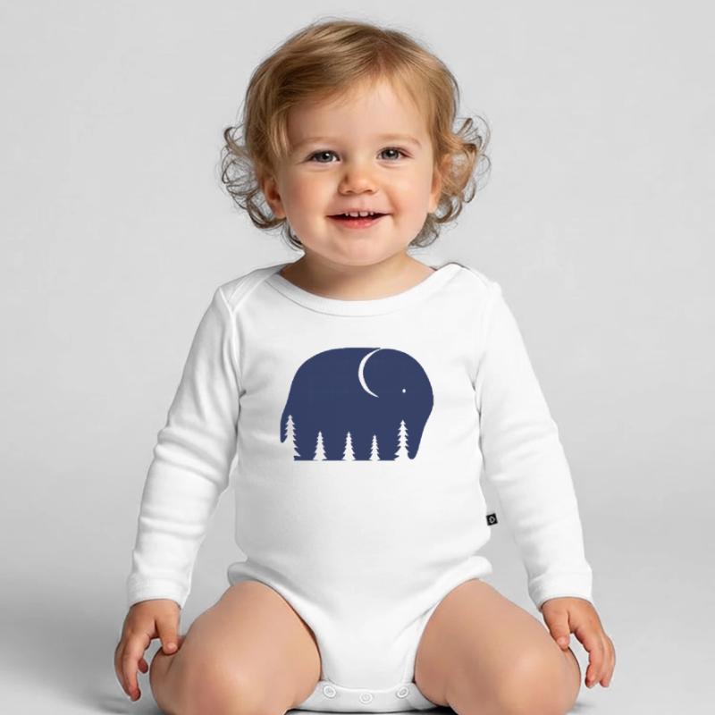 Ein Elefant oder ein Wald in dieser Fun Optical Illusi Baby Bio-Langarm-Body