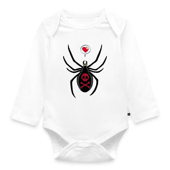 Verliebte schwarze Witwe Spinne - Baby Bio-Langarm-Body - Weiß - Vorne